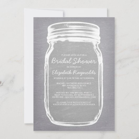 Invitations de douche nuptiale Mason blanc (Devant)