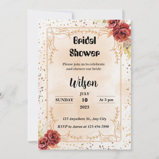 Invitations de douche nuptiale moins chères (Devant)