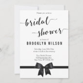 Invitations de douche nuptiale noir et blanc Bow (Devant)