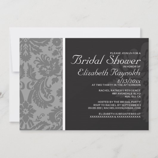 Invitations De Douche Nuptiale Noire Et Blanc (Devant)