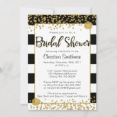 Invitations de douche nuptiale noire et or (Devant)