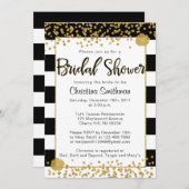 Invitations de douche nuptiale noire et or (Devant / Derrière)