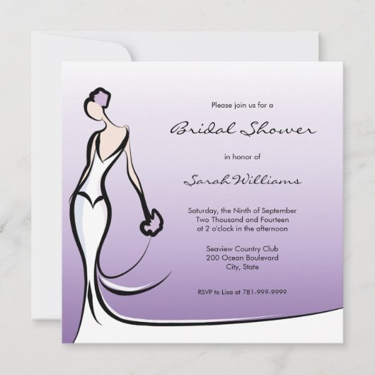 Invitations de douche nuptiale Ombre violet (Devant)