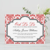 Invitations de douche nuptiale Ooh La Red Damask (Debout devant)