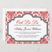 Invitations de douche nuptiale Ooh La Red Damask (Devant / Derrière)