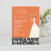 Invitations de douche nuptiale orange et noire (Debout devant)