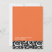 Invitations de douche nuptiale orange et noire (Dos)