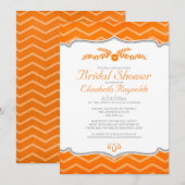Invitations de douche nuptiale Orange Zigzag (Devant / Derrière)