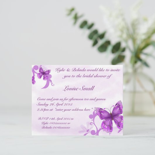 Invitations de douche nuptiale papillon (Debout devant)