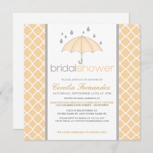 Invitations de douche nuptiale parapluie (Devant / Derrière)