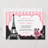 Invitations de douche nuptiale Paris - rose et noi (Devant)