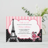 Invitations de douche nuptiale Paris - rose et noi (Debout devant)