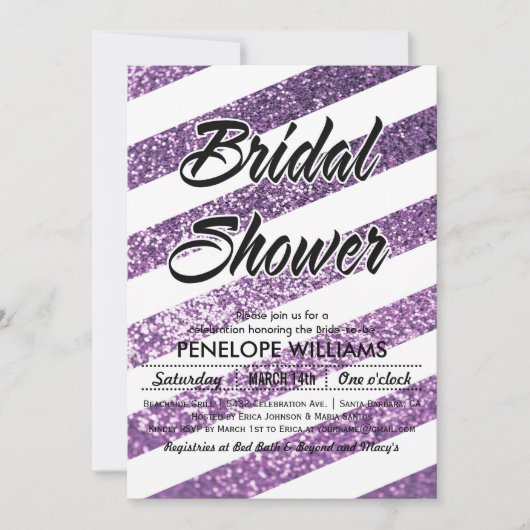 Invitations de douche nuptiale Parties scintillant (Devant)