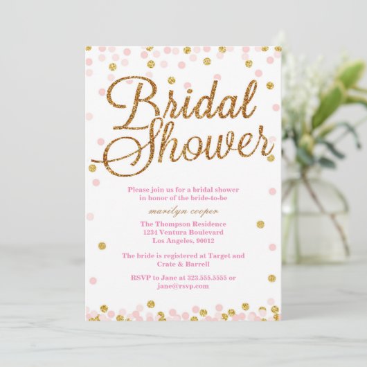Invitations de douche nuptiale Parties scintillant (Debout devant)
