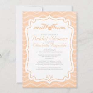 Invitations de douche nuptiale Peach Chevron Strip