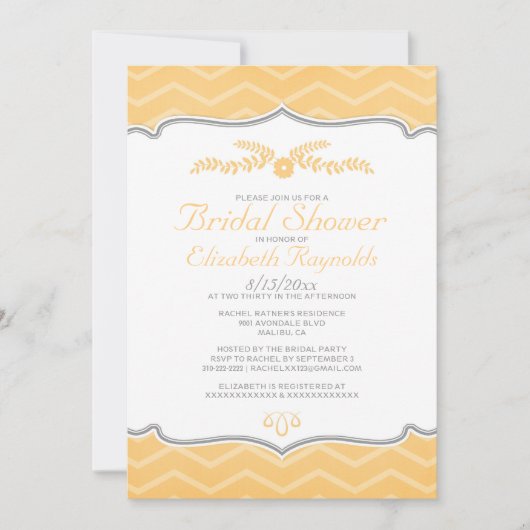Invitations de douche nuptiale Peach Zigzag (Devant)