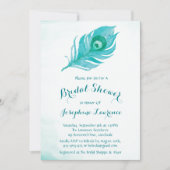 Invitations de douche nuptiale Plume Peacock (Devant)