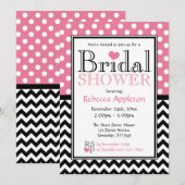 Invitations de douche nuptiale Polka Dot Rose et C (Devant / Derrière)