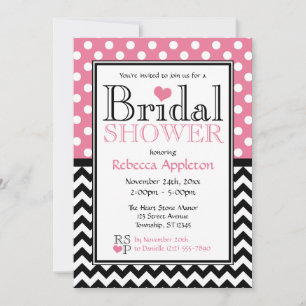 Invitations de douche nuptiale Polka Dot Rose et C
