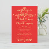 Invitations de douche nuptiale Red & Gold de luxe (Debout devant)