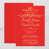 Invitations de douche nuptiale Red & Gold de luxe (Devant / Derrière)