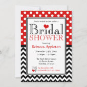 Invitations de douche nuptiale Red Polka Dot Chevr (Devant)