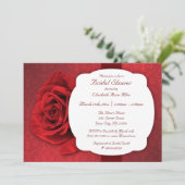 Invitations de douche nuptiale Red Rose Damask (Debout devant)