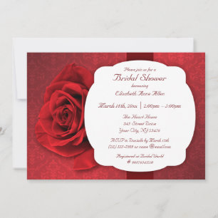 Invitations de douche nuptiale Red Rose Damask