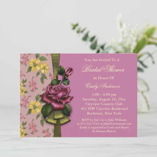 Invitations de douche nuptiale Red Roses (Debout devant)