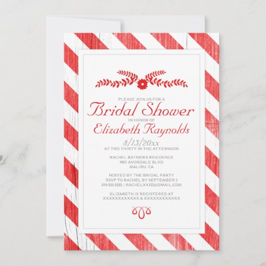 Invitations de douche nuptiale Red Stripes (Devant)