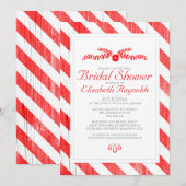 Invitations de douche nuptiale Red Stripes (Devant / Derrière)