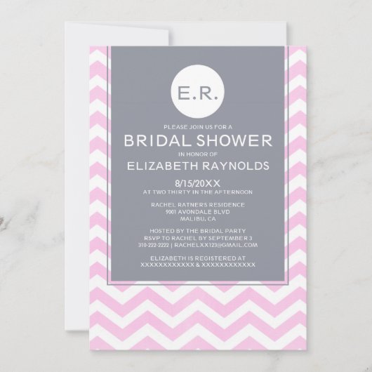 Invitations de douche nuptiale Retro Chevron (Devant)