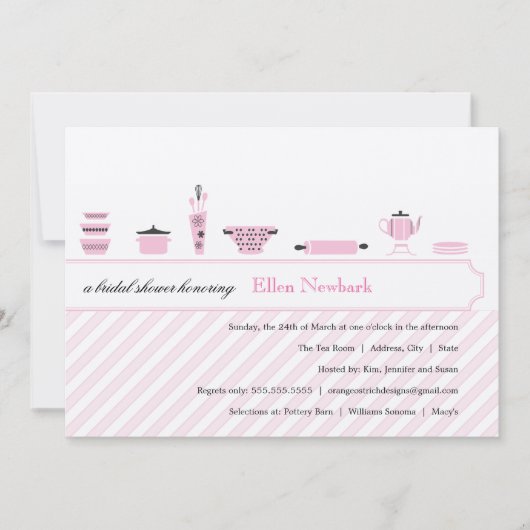 Invitations de douche nuptiale rose (Devant)