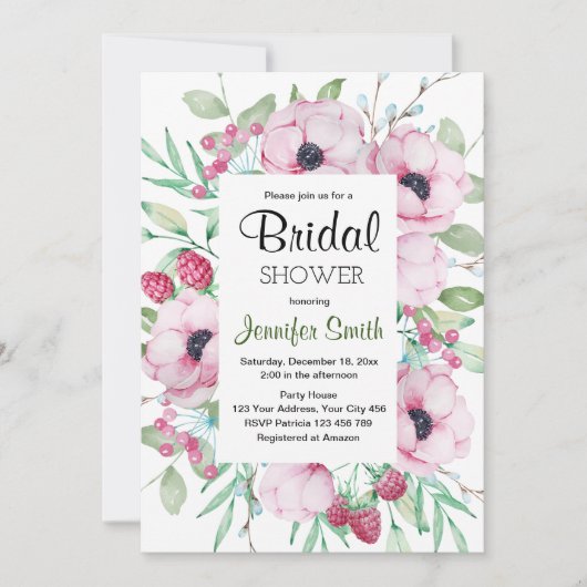 Invitations de douche nuptiale rose (Devant)