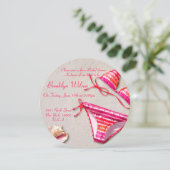 Invitations de douche nuptiale rose Bikini Beach (Debout devant)