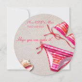 Invitations de douche nuptiale rose Bikini Beach (Dos)