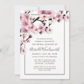 Invitations de douche nuptiale rose cerise en fleu (Devant)
