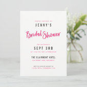Invitations de douche nuptiale rose chaud simple (Debout devant)