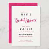 Invitations de douche nuptiale rose chaud simple (Devant / Derrière)
