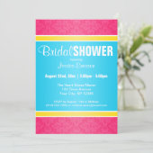 Invitations de douche nuptiale rose Damask Aqua ja (Debout devant)