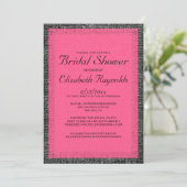 Invitations de douche nuptiale rose et noir Burlap (Debout devant)