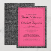 Invitations de douche nuptiale rose et noir Burlap (Devant / Derrière)