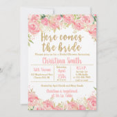 Invitations de douche nuptiale rose et or (Devant)