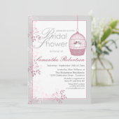 Invitations de douche nuptiale rose Inséparables (Debout devant)