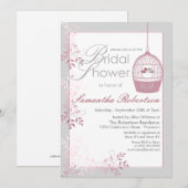 Invitations de douche nuptiale rose Inséparables (Devant / Derrière)