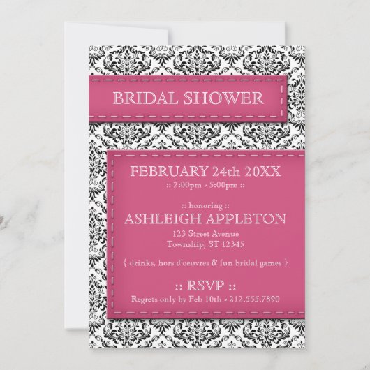 Invitations de douche nuptiale rose pointillé (Devant)
