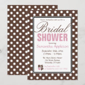 Invitations de douche nuptiale rose Polka Brown (Devant / Derrière)