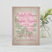 Invitations de douche nuptiale rose Rustique (Debout devant)