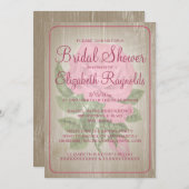 Invitations de douche nuptiale rose Rustique (Devant / Derrière)