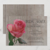 Invitations de douche nuptiale Rose rustique (Devant / Derrière)